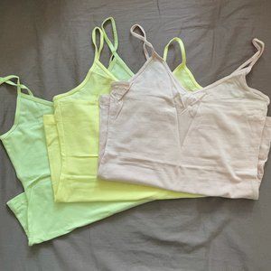 H&M F21 3-Pack Pastel Yellow/Green/Peach Camisoles